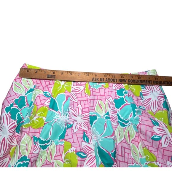 Lilly Pulitzer Womens Floral Hibiscus Eyelet Hem Pleated Skirt Beach Vacation - Picture 2 of 6